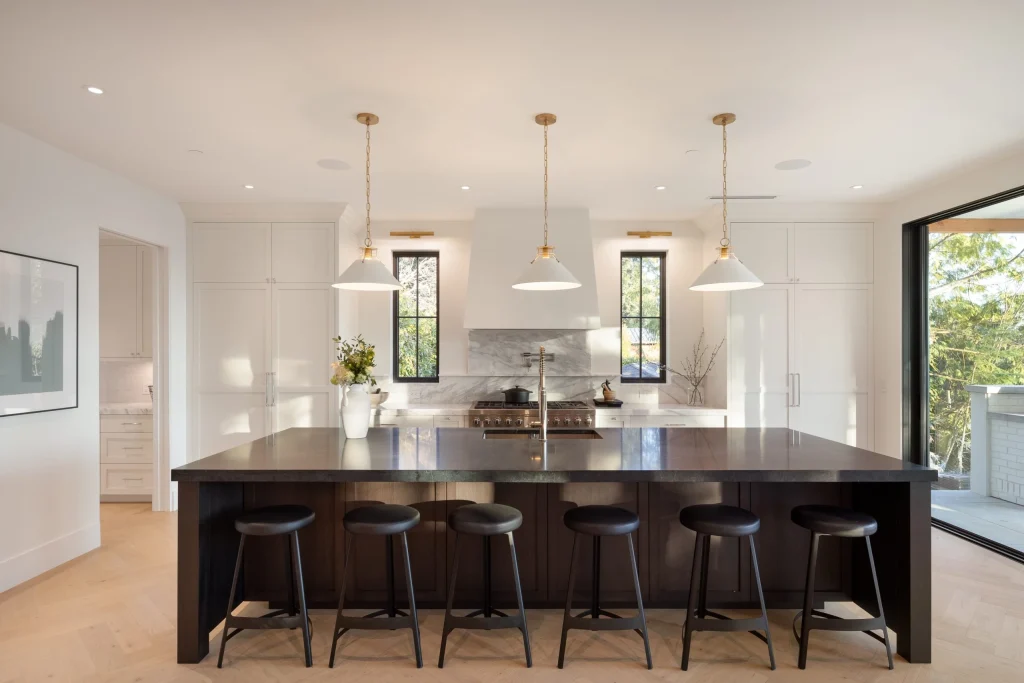 Kitchen and living space at the Dickinson Residence